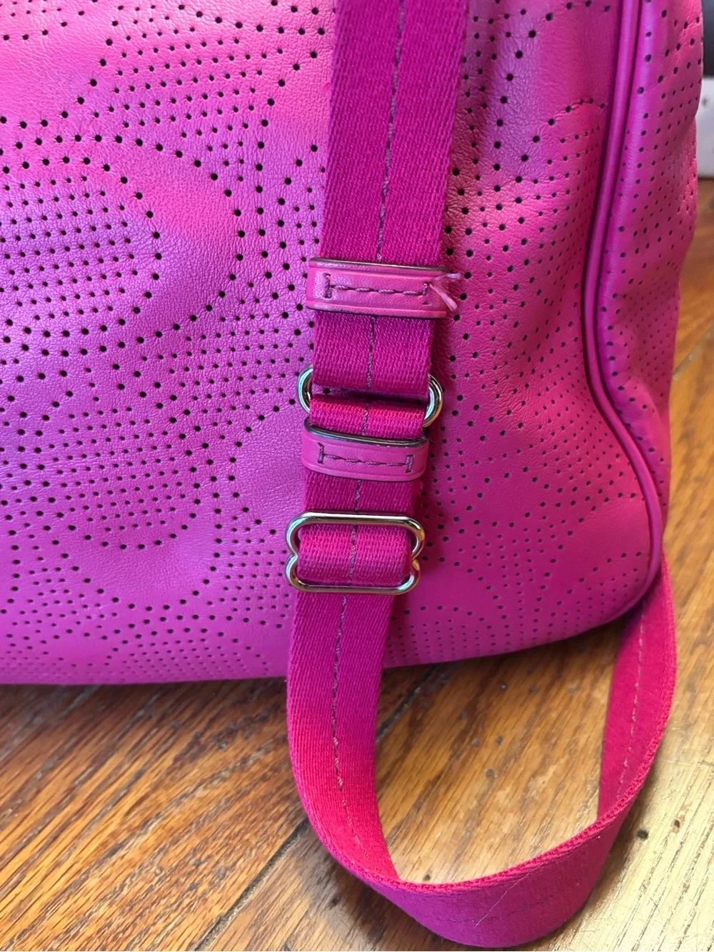 Coach F23241 Pink Perforated Leather Convertible Hobo Crossbody Bag
